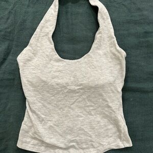 Pink Rose Light Gray Halter Tank Top